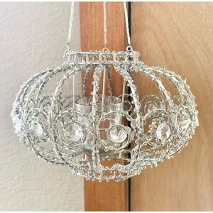 New Barreveld Int Luxury Chandelier Candle Holder Silver Crystals Beads Art Deco